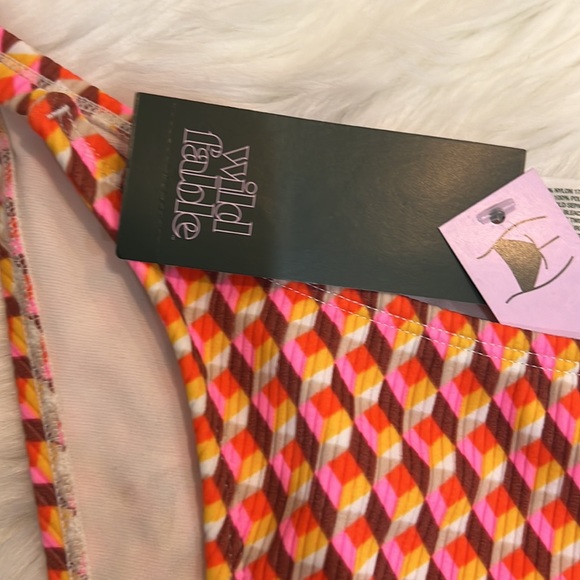 🧡Women's Ribbed Side-Tie Scoop Front High Leg Extra Cheeky Bikini Bottom only - Picture 9 of 16